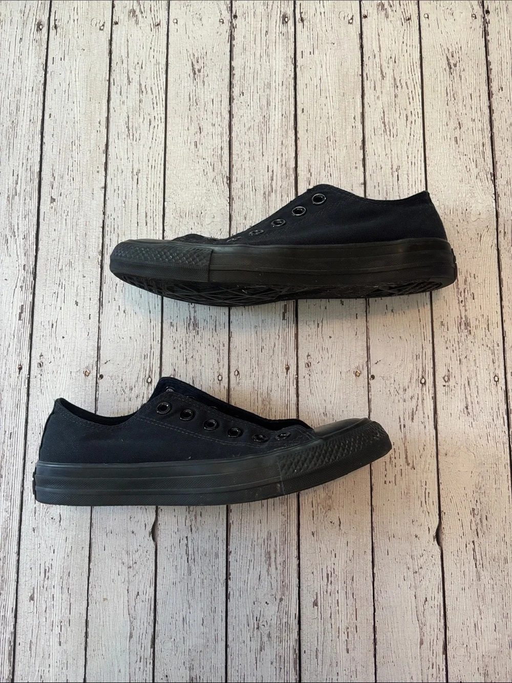 Black on Black Converse Canvas Low-Top Sneakers - Men 5 Women 7